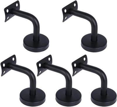 Roestvrijstalen leuninghouders - 5 stuks - zwart - 60 x 60 mm