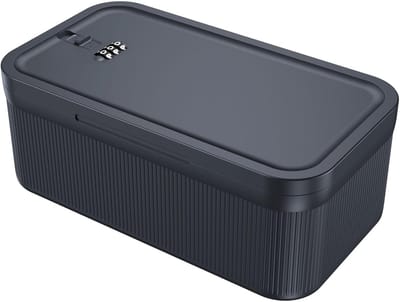 Veilige Opbergdoos met Combinatiecode (23.5 x 12.7 x 9.2 cm), Ideaal voor Medicijnen, Telefoon en Snacks, Geschikt voor Thuis, Kantoor en Reizen - BPA-vrij en Grijsblauw