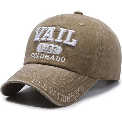 Colorado 1962 Vail Geborduurde Baseballpet Gewassen Katoen Verstelbare Verweerde Baseballpet Zonbescherming Hip Hop Streetwear Petten gray