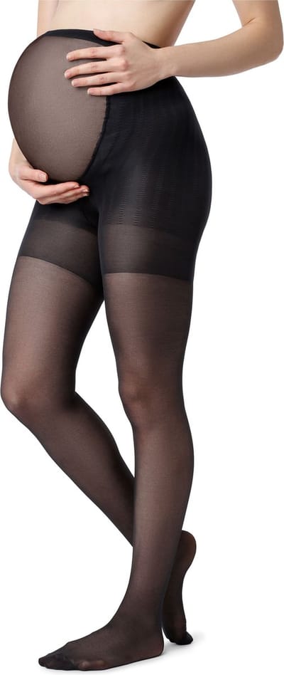 Be Mammy Dames Zwangerschap Panty - 40 DEN - Halsterloos - Polyamide - BE-GI-1119 - Zwart - S