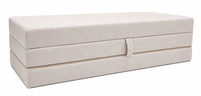 Opvouwbaar logeermatras met fauteuilfunctie - 200 x 120 x 10 cm - Schuimmatras, len lichtbeige