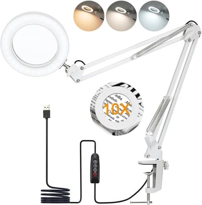 Loeplamp met LED Verlichting - Tafellamp Slaapkamer - Bureaulamp Dimbaar - Leeslamp - Werktafellicht