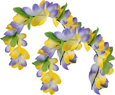 Boland Carnaval verkleed Tiara/diadeem - 2x - Tropische bloemen - dames/meisjes - Fantasy/tropical/hawaii thema