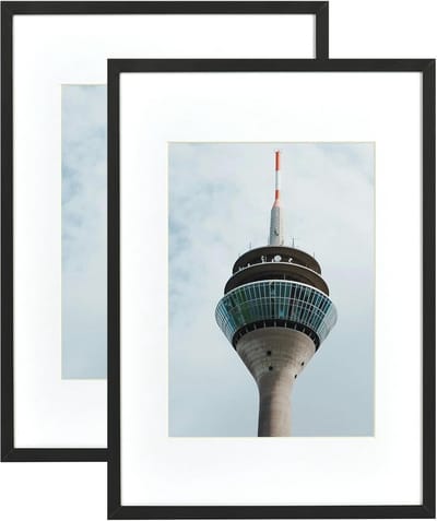 Zwarte Houten Fotolijst A4 met Passe-Partout voor A5 Foto's - 2-Pack