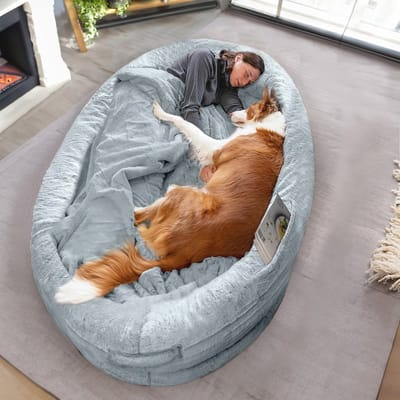 Comfortabel Hondenbed voor Mensen en Huisdieren - Warm en Afneembaar | Zitzak Design | Gigantische Grijze Optie