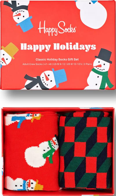 Happy Socks Snowman Socks Gift Set (2-pack) - unisex sokken - sneeuwpoppen - Unisex - Maat: 36 - 40