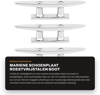 Dailygoods- Dock Cleat 100 Mm - 4 Stuks - Roestvrij Staal - Mariene Schoenplaat - Corrosiebestendig - Eenvoudig te Installeren - Bootcleat