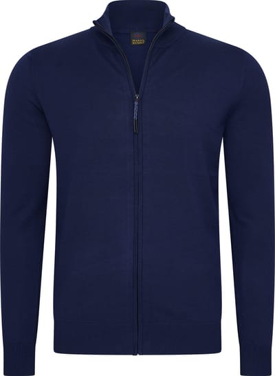 Mario Russo Full Zip Cardigan - Vest Heren - Coltrui Heren - Trui Heren - Navy - 3XL