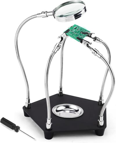 Derde Hand Soldeer met 4 Flexibele Armen en Vergrootglas Lassen elektronische Soldeerhouder voor Elektronische Reparatie, Modelisme, Creatieve Vrije Tijd Sieraden