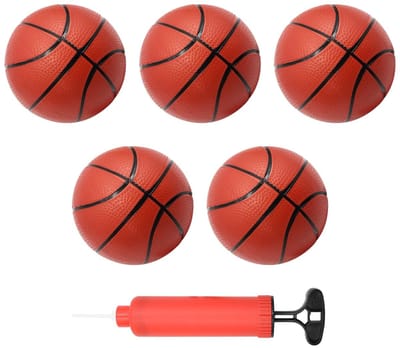 Dailygoods- Mini-basketbalset Set van 5 - 14 cm Basketballen - Ballenpomp - Duurzaam Rubber - Indoor/Outdoor - Ontwikkelingsspeelgoed