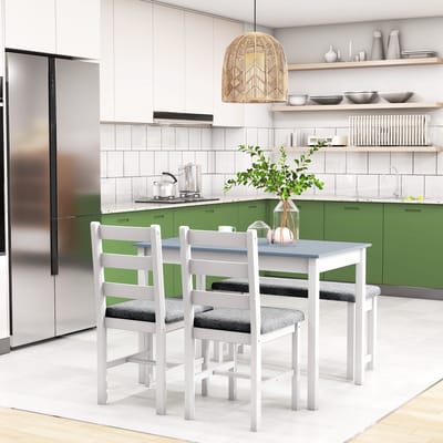 MIVRAY Eethoek 108 x 65 cm - 4-Delige Eetkamerset met Tafel, Bank en 2 Stoelen - Voor Keuken en Woonkamer - Grijs