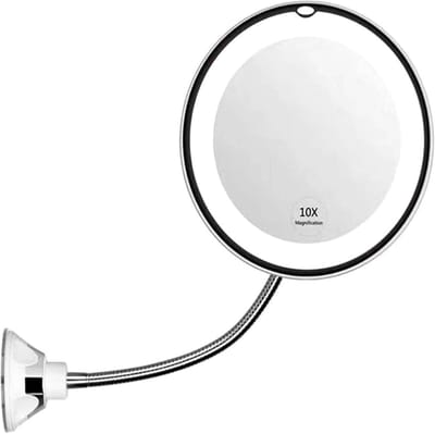 LED Make-up Spiegel met 10x Vergroting en 14 LED's - Flexibele Make-up Spiegel met Zuignap voor Thuis en Reizen