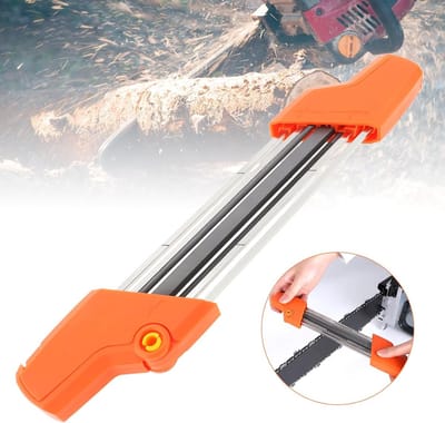 REWYTAZ-slijpset - 2 in 1 kettingzaag slijper - Eenvoudige vijl - Slijper - Kettingzaagketting slijper - Snel slijpen - Geschikt voor kettingzaag stenen sieraden - Oranje - Geschikt voor zaagketting met een diameter van 4,0 mm