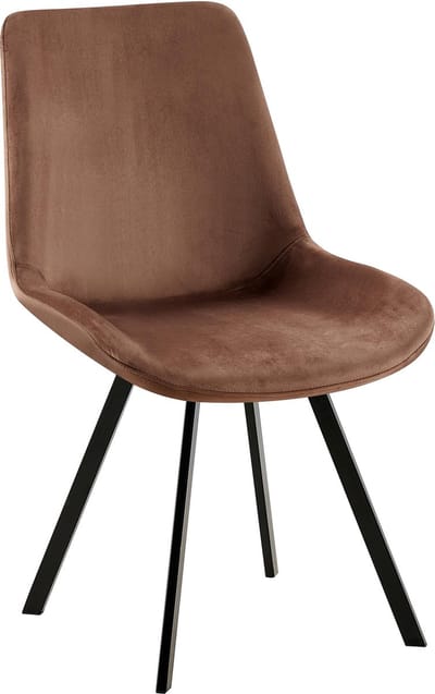 CLP Lewes Eetkamerstoel - Met rugleuning - Met houten poten - Met rugleuning - Velvet - Ffluweel - Fluweel/bruin