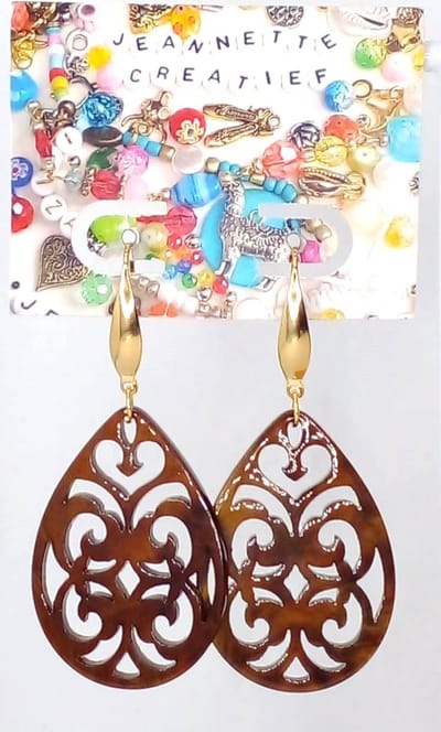 Jeannette-Creatief® - Resin - Barok Druppel Chocolade Bruin- Bruine oorbellen - Chocolade - Koffiebruin - Mocha Mousse - Chocoladebruin - Gouden Oorbellen - Oorbellen - Oorbellen dames - Oorhaakjes