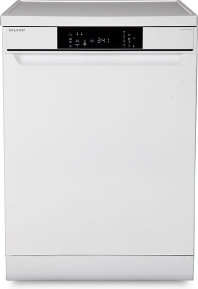 Sharp QWNA1DF45EWEU - vrijstaande vaatwasser - energie label E - 15 couverts - besteklade + topsproeier - wit