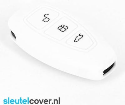 Autosleutel Hoesje geschikt voor Ford - SleutelCover - Silicone Autosleutel Cover - Sleutelhoesje Wit