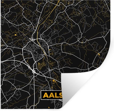 Muurstickers - Sticker Folie - Aalst - Plattegrond - Kaart - Goud - Stadskaart - 100x100 cm - Plakfolie - Muurstickers Kinderkamer - Zelfklevend Behang XXL - Zelfklevend behangpapier - Stickerfolie