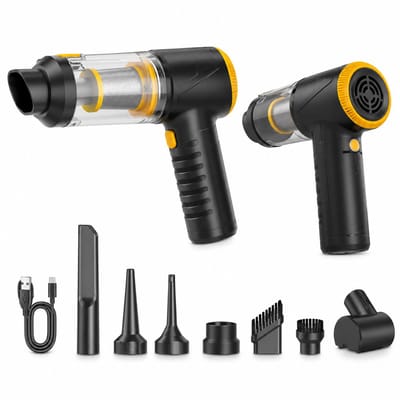 LT-145 - Draadloze Kruimeldief / Handstofzuiger - Voor Auto en Thuis - 70W - USB-C - Zwart/Geel