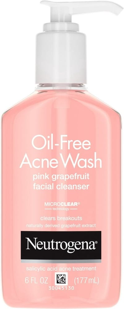 Neutrogena - Oil-Free Acne Wash - Salicylic Acid Acne Treatment - Pink Grapefruit Facial Cleanser - 177 ml