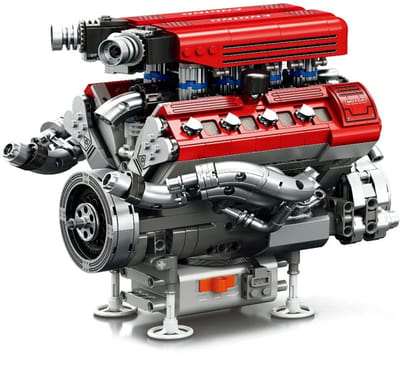 Reobrix - 33015 V8 Formule 1 speed engine bouwset | F1 Racing champions icons modelbouw | Classic creator speelgoed ideas voor expert volwassenen & kinderen | Accu motor niet geschikt voor Lego technic | Bouwdoos met 1101 bouwstenen