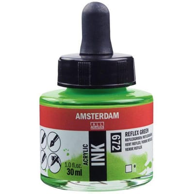 Flacon encre acrylique Acrylic Ink Amsterdam 30ml vert reflex vert