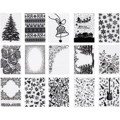 VEVOR embossingfolders, 15 stuks, 105x148 mm, embossingfolders voor VEVOR stans- en embossingmachines, reliëfsjablonen van PP-plastic voor scrapbooking en kaarten maken.