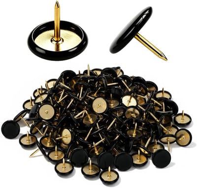 200 stuks zwarte wandspijkers, ronde meubelnaalden, HMCEY punaises voor kurk, decoratieve prikbordnaalden voor metalen foto's, kaarten, kurkplaat, prikbord