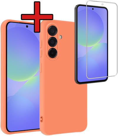 Hoesje - Met Screenprotector - Geschikt voor Samsung Galaxy A36 - Sterk & Shockproof - Telefoon Hoes - Back Cover - Siliconen Case - Telefoonhoes - Perzik