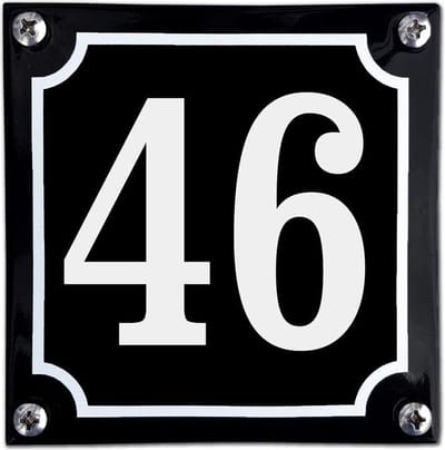 Zwart emaille huisnummer  - 46