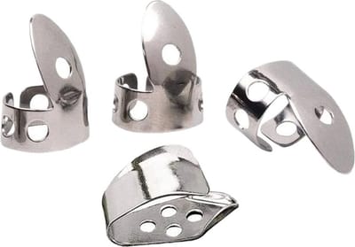 WiseGoods Premium Vinger Plectrums - Plectrum - Gitaar Accessoires - Instrumenten Clips - Instrument Tool - 4 Stuks - Zilver