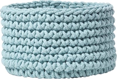 Homescapes Gebreide opbergmand, 100% katoen lichtblauw - 37 x 21 cm