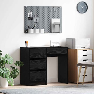 vidaXL - Bureau - Zwart - Eiken - Bewerkt - hout - 90 - x - 37.5 - x - 75 - cm