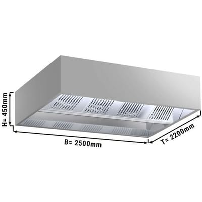 GGM Gastro Induktions-Deckenhaube - 2500mm - ohne Motor - mit Filter