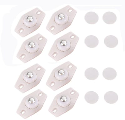 Dailygoods- Zwenkwielen set van 8 - Zelfklevende wielen - Mini roestvrijstalen wielen - Universele kleine wielen - Duurzaam materiaal - Vrij ronddraaien - Wieltjes