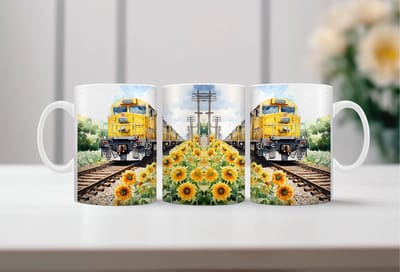 Auqarel koffiemok Treinen 3