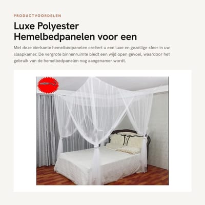 Dailygoods- Bedhemel Grote Binnenruimte - Polyester - Vierkante Hemel