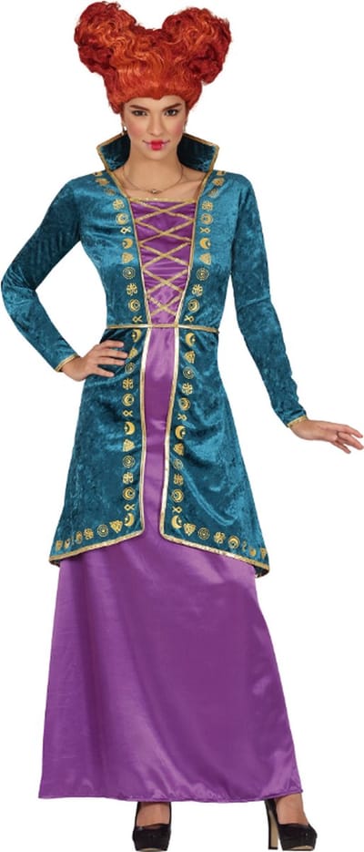 Fiestas Guirca - Dames jurk sister witch blauw/ paars - maat L - Carnavalskleding - Carnaval - carnavalskleding 2027 - Carnaval kostuum