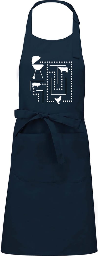 Luxe BBQ- en keukenschort - tesktschort - Pak me dan - 76 x 90 cm - verstelbaar en voorvak - one size - verjaardag - barbecue cadeau - blauw
