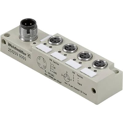 Weidmüller SAI-4-S-3P-M8L-M12-LOG 2512390000 Passieve sensor/actorbox M12-verdeler met metalen schroefdraad 1 stuk(s) Piece