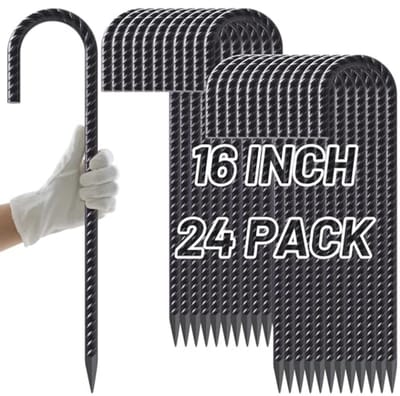 Heavy Duty Grondankers voor Tuin en Camping - 24 Stuks Zwart Staal Metalen Stake