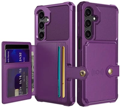 Portemonnee Hoesje Geschikt voor Samsung Galaxy A16 - Back Cover met Pasjeshouder - Telefoonhoesje voor Pinpas - Kaarthouder op Achterkant - Case met Magneet Paars