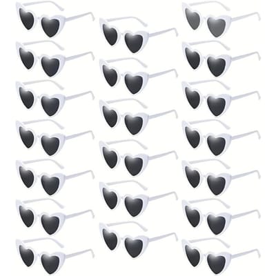 20 Lunettes Blanches en Forme de Cœur pour Femmes Uniquement Rétro Accessoires de Fête de Célibataire Mariage Fête d'Anniversaire Amusant