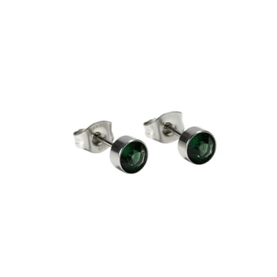 Aramat Jewels | Oorbellen | Oorstekers – Staal Kristal Donker Groen Zilverkleur (5mm) | | | |5mm | Staal | Kinderen, Volwassenen | Verkleurd niet