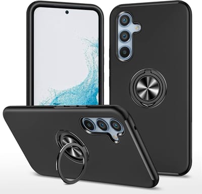 Hoesje Geschikt voor Samsung Galaxy A17 5G - Zwart - Casemania Armor Back Cover met Kickstand Ring