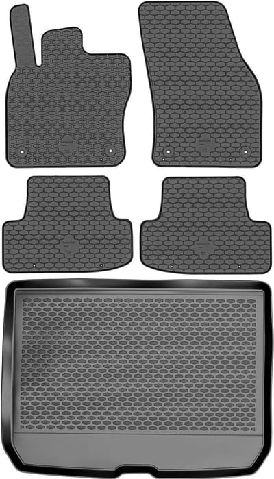 Max-Dywanik Gumárny-Zubří Serie - Rubbermat en Kofferbakmat - Audi Q2 Crossover - Zwart - Met Beschermrand