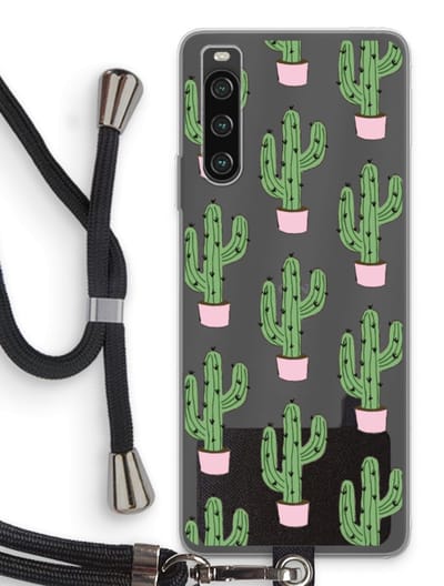 Case Company® - Hoesje met koord geschikt voor Sony Xperia 10 IV hoesje met Koord - Cactus Lover - Telefoonhoesje met Zwart Koord - Bescherming aan alle Kanten en Over de Schermrand
