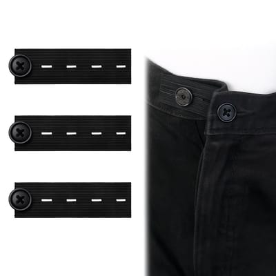 Consumerce® Elastische Knoopsgat Verlanger – 3 Stuks – Zwart – Broekverbreder – Buikband – Knoopsgaten Elastiek – Broek Verbreder – Zwangerschapsbroek Verlenger – Knoopsgatverlenger – Broeken Jeans