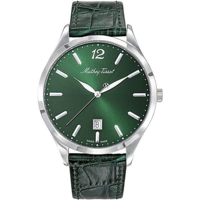 Mathey-Tissot Urban Leren Band Groene Wijzerplaat Kwarts H411AV Herenhorloge groen