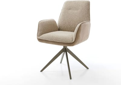 Eetkamerstoel Zoa-Flex kruisframe breed afwerking met titanium materiaalmix mud 360° draaibaar rocker-functie pocketveer kern